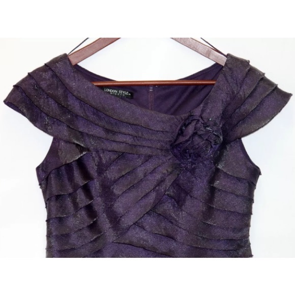 LONDON STYLE NIGHTS SHEATH TIERED COCKTAIL WEDDING GUEST DRESS SIZE 6 - Picture 3 of 6